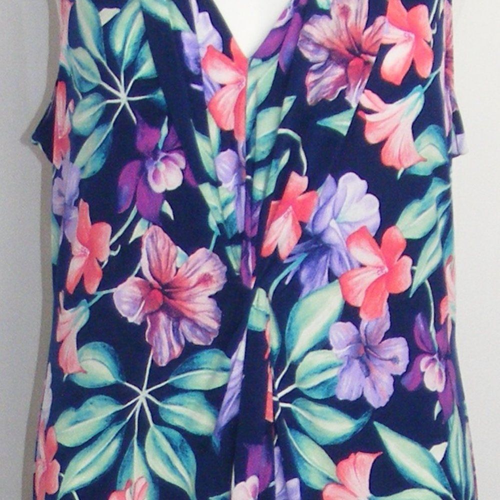 TOMMY BAHAMA Maxi Dress, L, Floral, Navy, Twist Front, Sleeveless - Picture 5 of 11